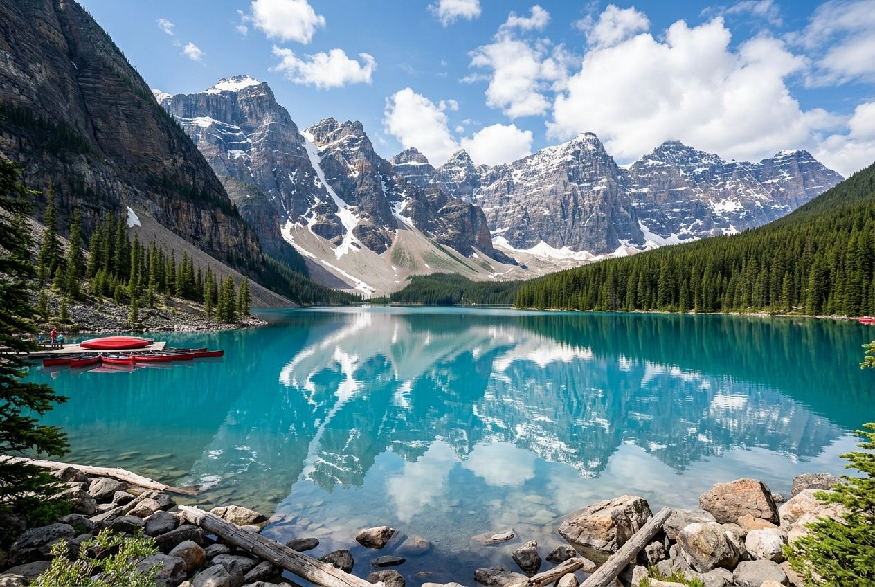 Montanhas Rochosas e lagos no Canadá